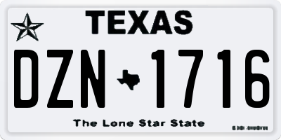 TX license plate DZN1716