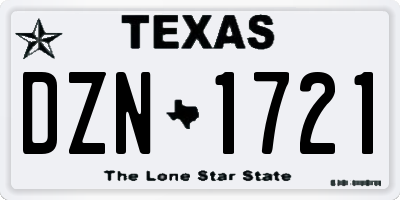 TX license plate DZN1721