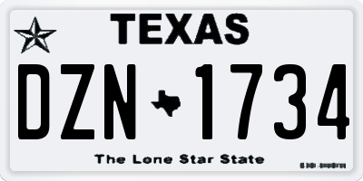 TX license plate DZN1734