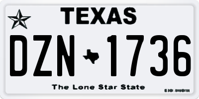 TX license plate DZN1736