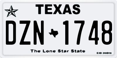TX license plate DZN1748