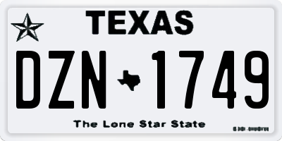 TX license plate DZN1749