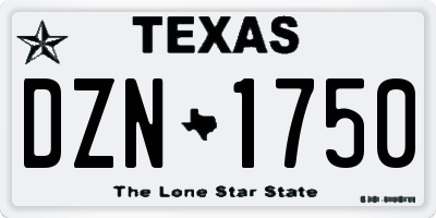 TX license plate DZN1750