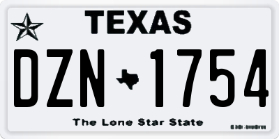 TX license plate DZN1754