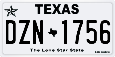 TX license plate DZN1756