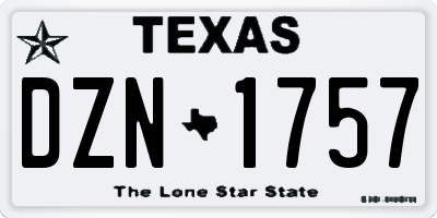 TX license plate DZN1757