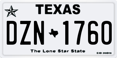 TX license plate DZN1760