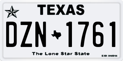 TX license plate DZN1761