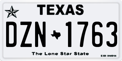 TX license plate DZN1763