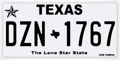 TX license plate DZN1767