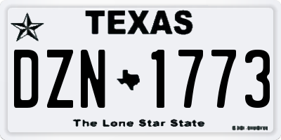 TX license plate DZN1773