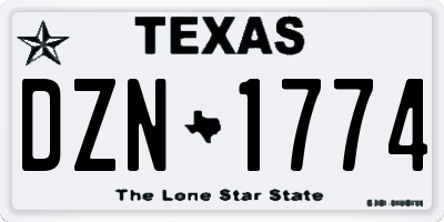 TX license plate DZN1774