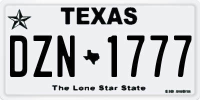 TX license plate DZN1777