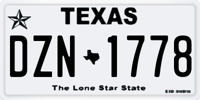 TX license plate DZN1778
