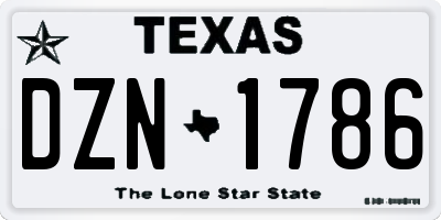 TX license plate DZN1786