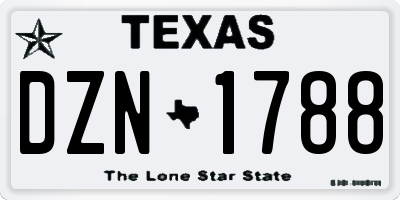 TX license plate DZN1788