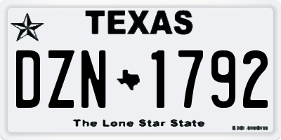 TX license plate DZN1792