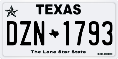 TX license plate DZN1793