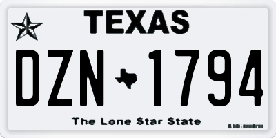 TX license plate DZN1794