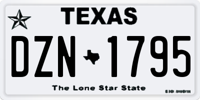 TX license plate DZN1795