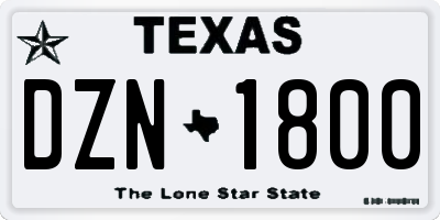TX license plate DZN1800