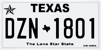 TX license plate DZN1801