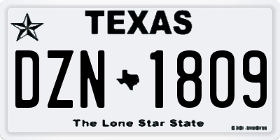 TX license plate DZN1809