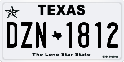 TX license plate DZN1812