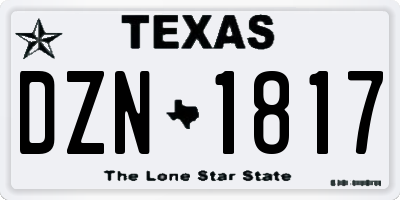 TX license plate DZN1817