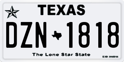 TX license plate DZN1818