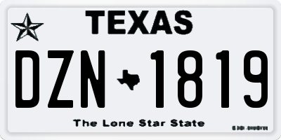 TX license plate DZN1819
