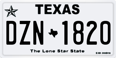 TX license plate DZN1820