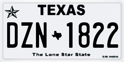 TX license plate DZN1822