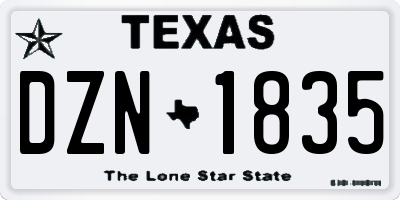 TX license plate DZN1835