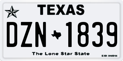 TX license plate DZN1839