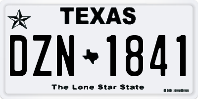 TX license plate DZN1841
