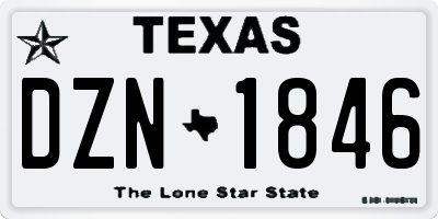 TX license plate DZN1846
