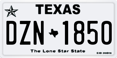 TX license plate DZN1850