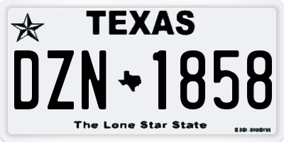 TX license plate DZN1858