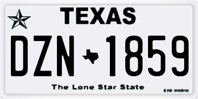TX license plate DZN1859