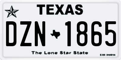 TX license plate DZN1865