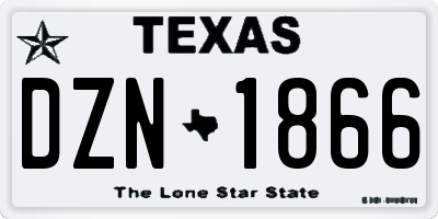 TX license plate DZN1866