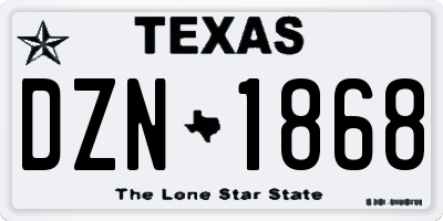 TX license plate DZN1868