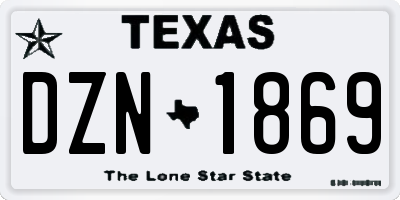 TX license plate DZN1869