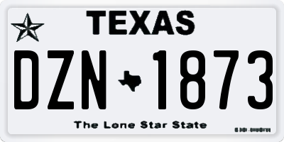 TX license plate DZN1873
