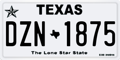 TX license plate DZN1875
