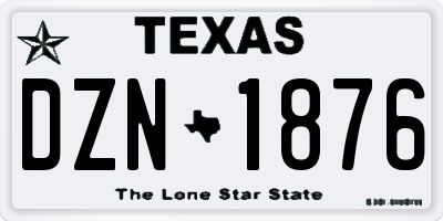 TX license plate DZN1876