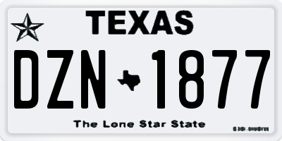 TX license plate DZN1877