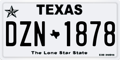 TX license plate DZN1878