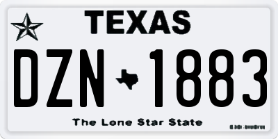 TX license plate DZN1883